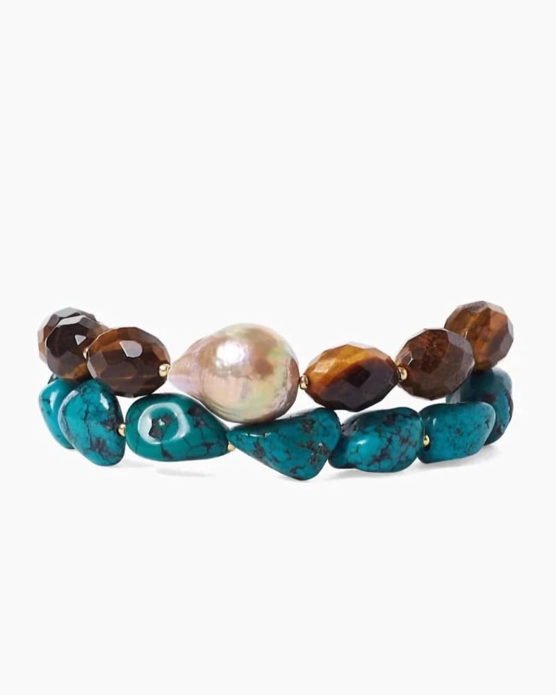Front of a size O/S Voyage Bracelet in Turquoise Mix in Turquoise Mix by CHAN LUU. | dia_product_style_image_id:331417
